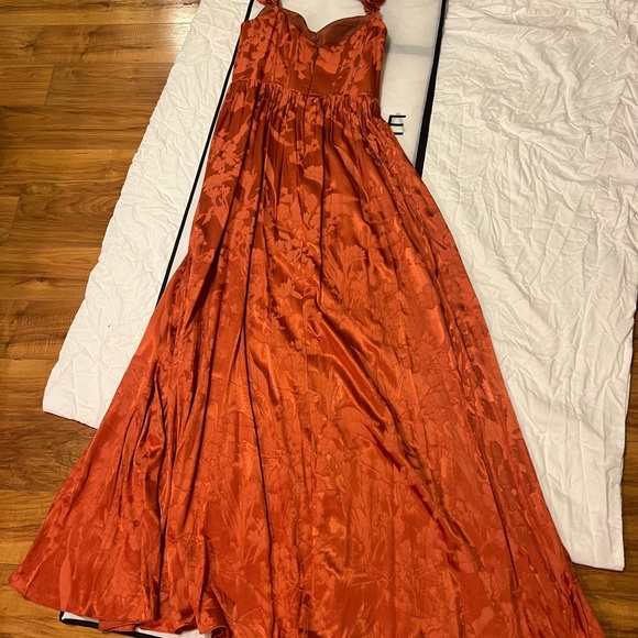 SALE Azazie Wedding Guest Dress Rust Size 6 JIANNA FLUTTER SLEEVES MAXI DRESS - Picture 6 of 11